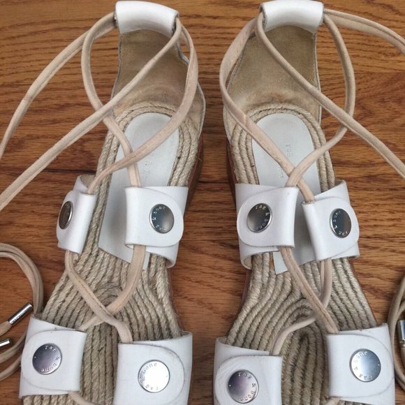 RAG & BONE EVELYN SANDALS WOMENS 36 US 6 7 WHITE LEATHER TIE UP 9.25" - Picture 4 of 16